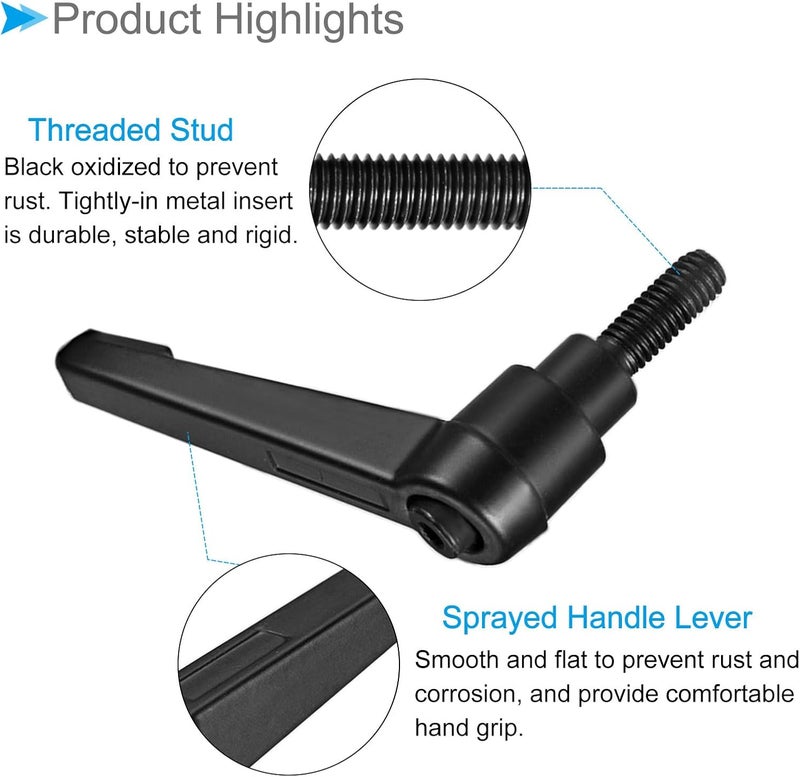 CoCud Clamping Lever Handles, M6 x 12mm Male Thread, Adjustable Quick Release Locking Rotating Bolt Knobs Black - (Applications: for Lathe Machinery), 1-Piece - Image 4